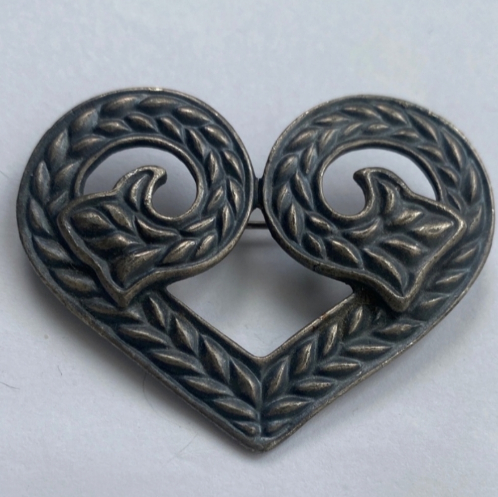 Vintage Silver Heart Brooch